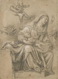 La Vierge Assise, Tournee Vers La Droite, Tenant L'enfant Jesusetendu Sur Ses Genoux by Nicolas De Plattemontagne