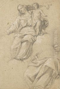 Vierge Assise, Tournee Vers La Gauche Et Tenant De La Main Gauchel'enfant Jesus Debout Aupres D'elle by Nicolas De Plattemontagne