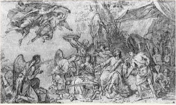 Recto : Le Christ Servi Par Les Anges - view 1