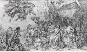 Recto : Le Christ Servi Par Les Anges by Nicolas Ii De Poilly