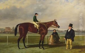 Mr. Martinson's Nancy, F. Marson Up, J. Marson And A Groom (after A Painting By Harry Hall) by Alfred F. De Prades