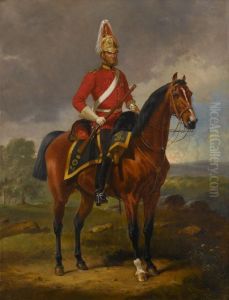 Portrait Of A British Dragoon Guard On Horseback