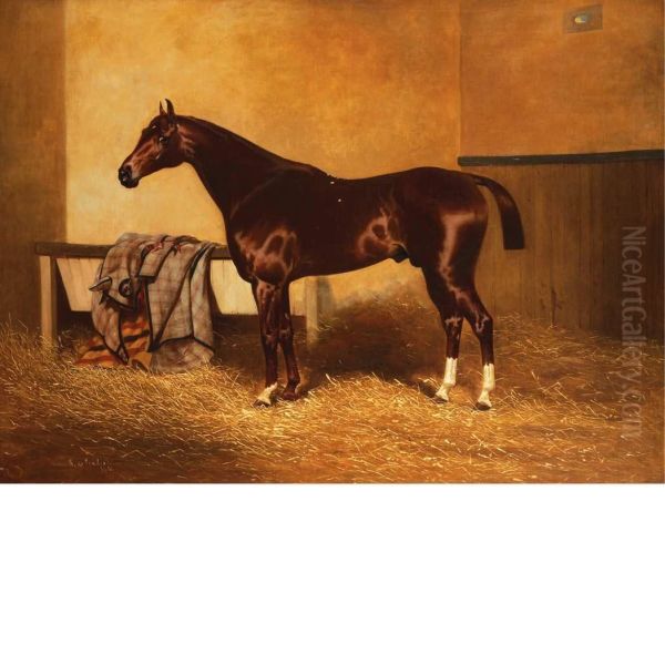 A Liver Chestnut Horse In A Stall - view 1