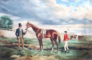 Study Of Teddington With His Trainer And Jockey
