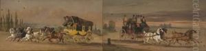 Scenes D'attelage Deux Aquarelles Formant Pendants Scenes D'attelage Deux Aquarelles Formant Pendants