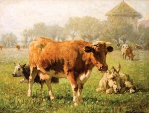 Vaches Au Pre by Edmond De Pratere