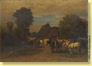 Devant La Ferme by Edmond De Pratere