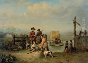 Le Passage Du Bac, A Clairmarais by Henri De Pratere