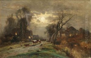 Koeienhoeders Bij Maanlicht by Ferdinand De Prins