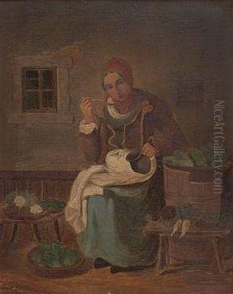 Kucheninterieur Mit Junger Frau - view 1