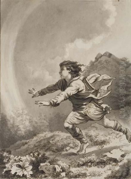 Boy Running In A Landscape - view 1