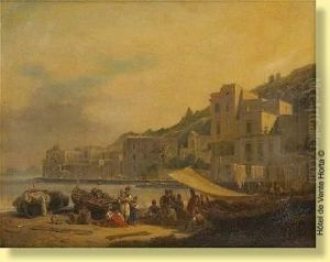 Ravaudeurs De Filets Sur Une Plage En Italie by Alphee De Regny