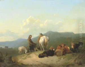 Herdsmen With Their Cattle On A Hilltop Herdsmen With Their Cattle On A Hilltop