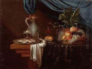 Natura Morta Con Frutta E Piatto Di Ostriche