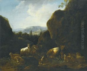 A Landscape With A Flock Of Sheep And Goats