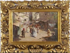 An Oriental Market Scene by Ramon De Rosis