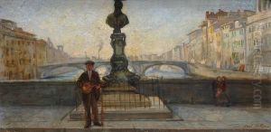 Suonatore Sul Ponte Vecchio by Gustavo De Rossi