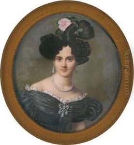 Bildnis Einer Dame In Schwarzem Kleid Und Einer Rose Im Haar by Pietro De Rossi