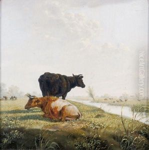 Vaches Dans Un Paysage by Jean-Baptiste De Roy