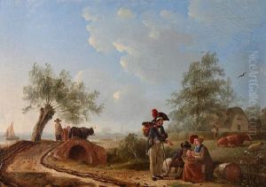 Travellers Resting By The Wayside by Jean-Baptiste De Roy