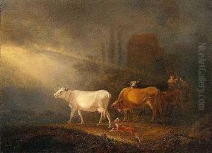 Heimkehrende Hirten Mit Ihren Kuhen by Jean-Baptiste De Roy