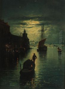 Scorcio Veneziano Di Notte by Giuseppe De Rubelli