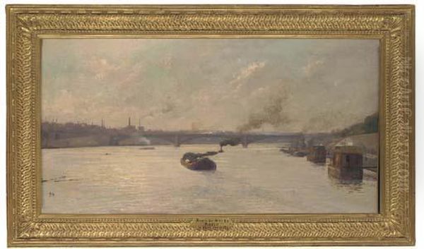 A Barge Before Le Pont Corneille, Rouen - view 1