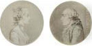 Portraits De Jean Le Rond D'alembert Et De Julie Lespinasse by Augustin de Saint-Aubin