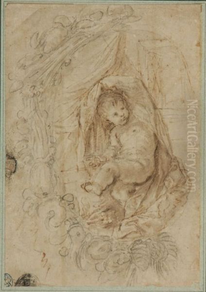 Study Of Putto In A Garland - view 1