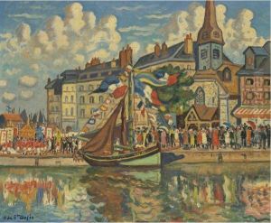 Boat In Harbor by Henri Lienard De Saint-Delis