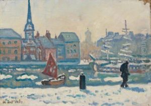 Neige A Honfleur by Henri Lienard De Saint-Delis
