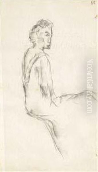 Dessin Original Au Crayon Et Estompe ; 27 X 15,7 Cm, Petits Trous Marg. (encadre). - view 1