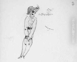 Dessin Original A La Plume Et Au Lavis ; Sur Page 28 X 21,5 Cm.
(trous De Classeur, Tache Et Brulure De Cigarette Sans Toucher Le
Dessin). by Antoine De Saint-Exupery