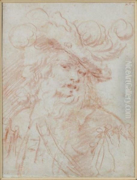 Homme En Buste Portant Un Chapeau Aplume - view 1