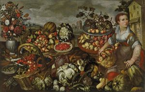 Stillleben Mit Gemuse,fruchten Und Blumen by Jean Baptiste de Saive