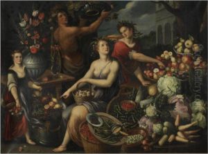 An Allegory With Bacchus And Ceres by Jean Baptiste de Saive