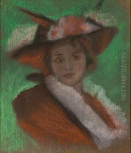 Ritratto Di Donna Con Cappello by Giuseppe De Sanctis