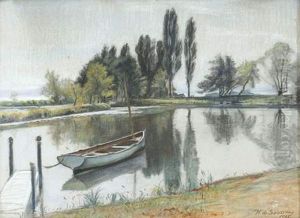 Saussure, ,barque Sur L'etang Du Creux De Genthod by Horace De Saussure