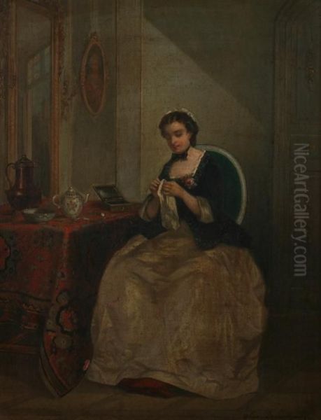 Woman Sewing - view 1