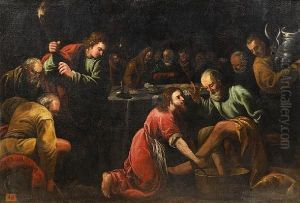 Christ Washing The Feet Of The Apostles by Juan De Sevilla Romero Y Escalante