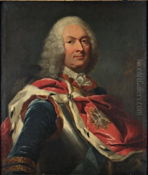 Portrait Presume D'un Chevalier De L'ordre De L'aigle Blanc De Pologne Toile - view 1