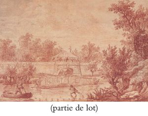 Paysage De Riviere, Un Mur Fortifie A L'arriere-plan by Nicolas-Charles De Silvestre