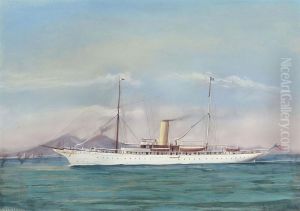 The American Steam Yacht 
Cassandra 
 Cruising In Mediterranean Waters Off Naples Inscribed 's.y. Cassandra'
