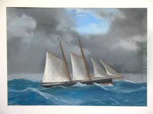"la Goelette Saintalban Sous Greement Reduit Par Gros Temps". by A. De Simone