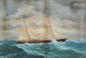 Ritrattodello Steam Yacht Tighnamara In Mare Aperto
