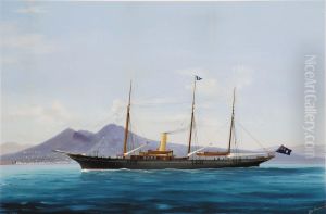 Ritrattodello S.y Miranda Davanti Al Vesuvio by Antonio de Simone
