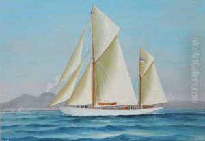 Ritrattodello Yawl Americano Xarifa Nella Baia Di Napoli Ritrattodello Yawl Americano Xarifa Nella Baia Di Napoli