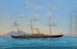Ritrattodello Steam Yacht Giralda Al Largo Di Napoli