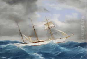 Ritrattodello Steam Yacht Fedora In Navigazione by Antonio de Simone
