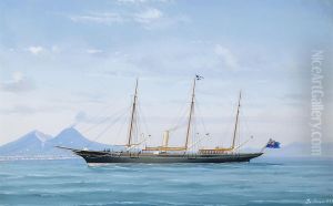 A Royal Cornwall Yacht Club's Steam Yacht In The Bay Of Naples by Antonio de Simone